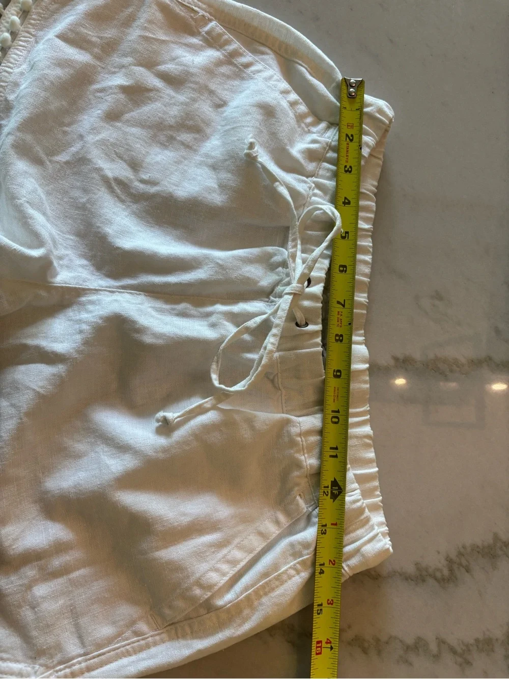J. Crew linen 3" pom-pom drawstring coastal minimal Euro Summer shorts size XS - Picture 6 of 7
